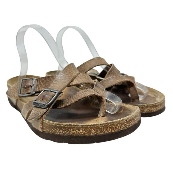 Birkenstock Temara Sandals Leather Buckle Flat Brown Size 41 US 10 10.5 - Picture 2 of 14